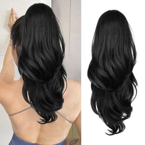 Drawstring Ponytail Extension • 20" Long Wavy • Natural‎ Black